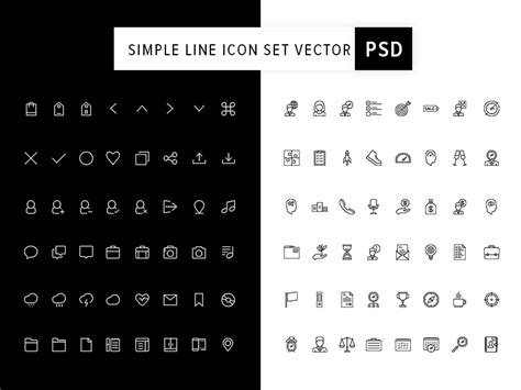 Simple Line Icon Set Vector Psd Uplabs