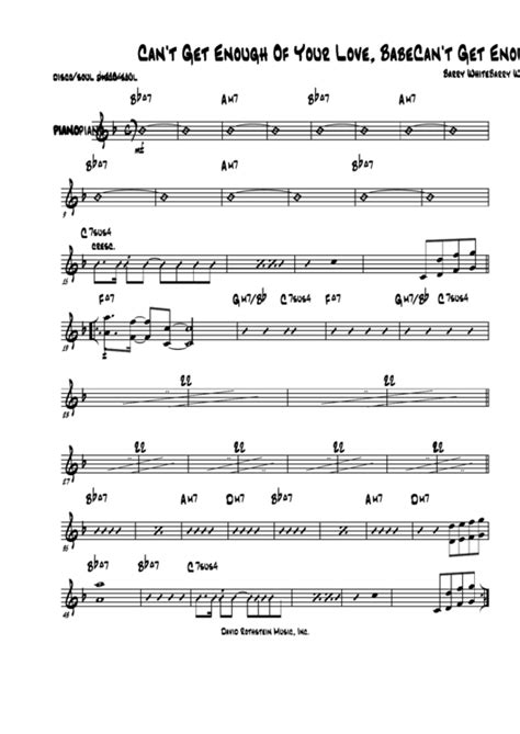 piano sheet music can t get enough of your love babe barry white printable pdf download