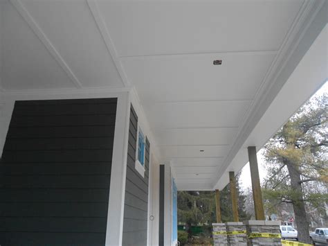 This is a close-up picture of the Custom Porch Ceiling. | Hardie siding