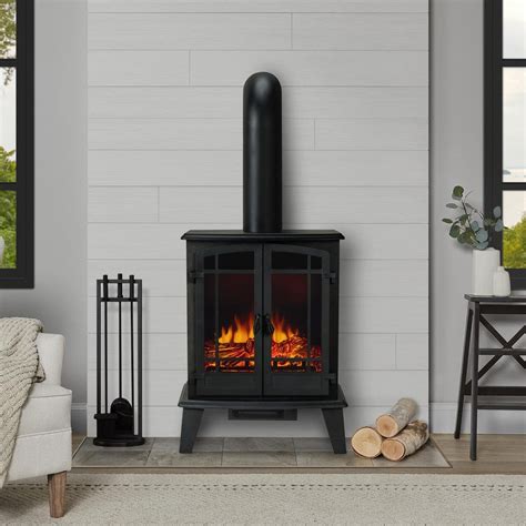 Real Flame Foster 25 In Freestanding Iron Electric Fireplace In Black