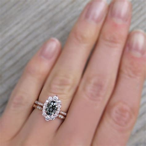 ・sofia・ Vintage Inspired Oval Iconic ️ Grey Moissanite Engagement Ring