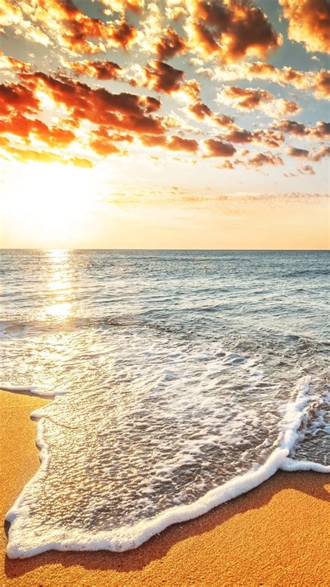 Fonds Decran Mer Coucher De Soleil La Plage Les Vagues Les Nuages Images