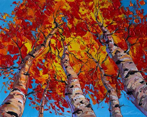 Autumn Birch Forest Landscape Painting Oil On Canvas Textured Etsy