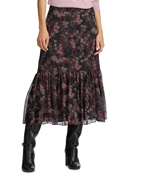 Lauren Ralph Lauren Floral Print Georgette Skirt Macys