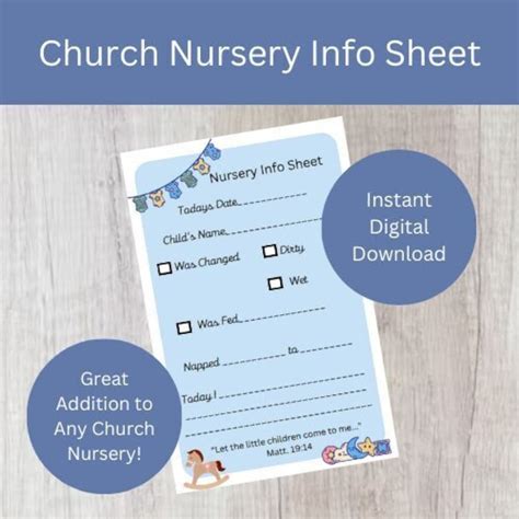 Church Nursery Information Sheet Childrens Ministry Infant Info