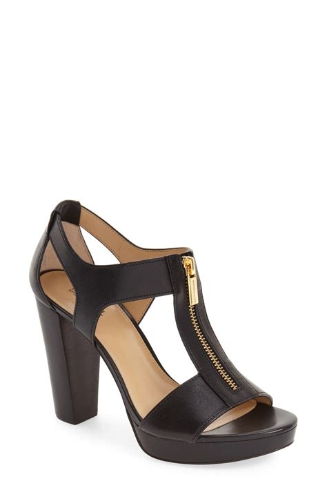 Michael Michael Kors Berkley Zipper Platform High Heel Sandals Black