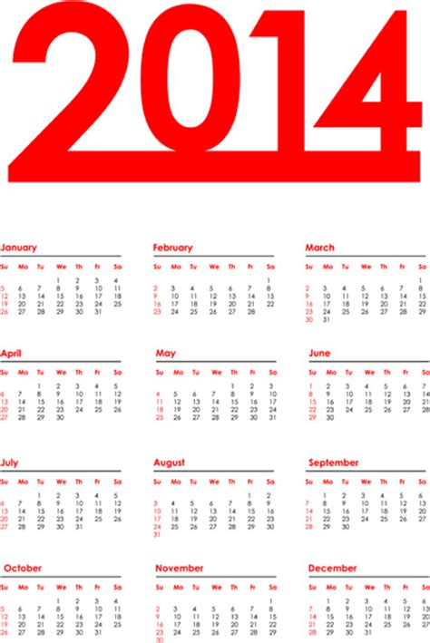 Week Number 2014 Calendar Free Vector Download 4032 Free Vector For