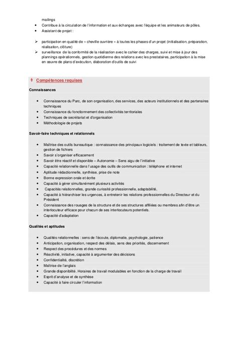 Fiche de poste secrétaire direction assistant projet Business Plan