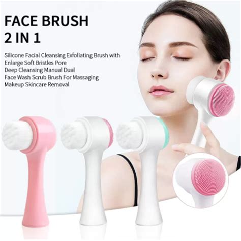 buy 2 in 1 face cleansing brush silicone 3d double sided facial deep cleaning pore cleaner