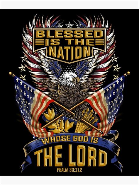 Christian Patriotic American Flags And Eagle Blessed Is The Nation Whose