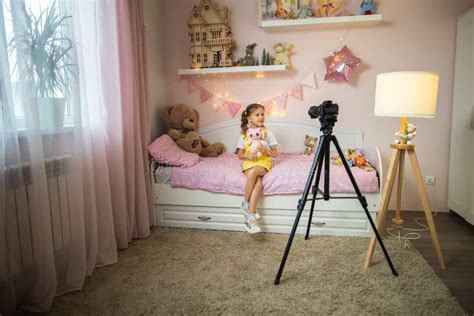 Little Girl Has Her Own Video Blog Stock Photo Image Of Media