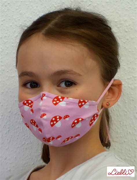 Kindermaske Kinder Mundschutz Mund Nasen Maske Glückspilz Rosa