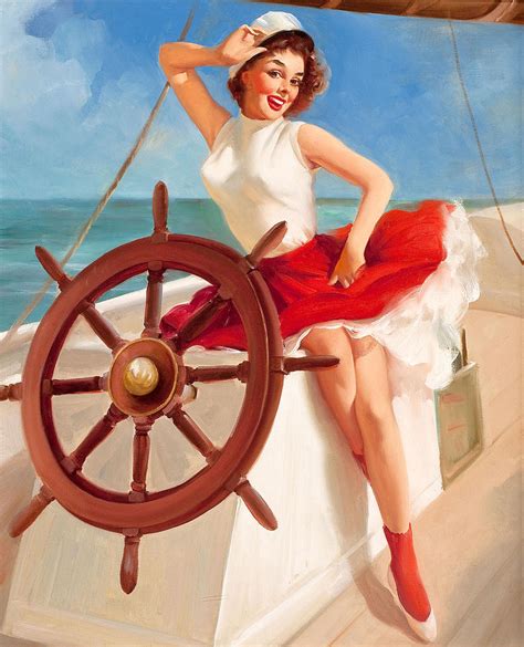 Vintage Pin Up Painting By Vintage Canvas Fine Art America