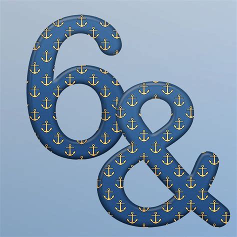 Nautical Blue Digital Alphabet With Anchors Pattern Blue Etsy