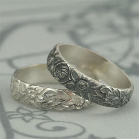 Antique Style Wedding Ring The Dahlia Band Sterling Silver Wedding