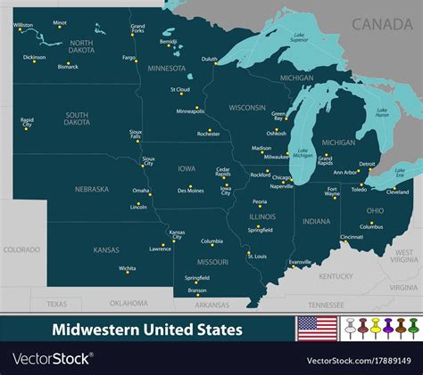 Midwestern United States Vector Image On Midwestern United States
