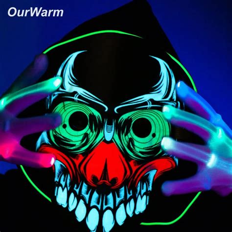 Ourwarm 2018 Halloween Full Face Scary Mask Sound Activated Reactive