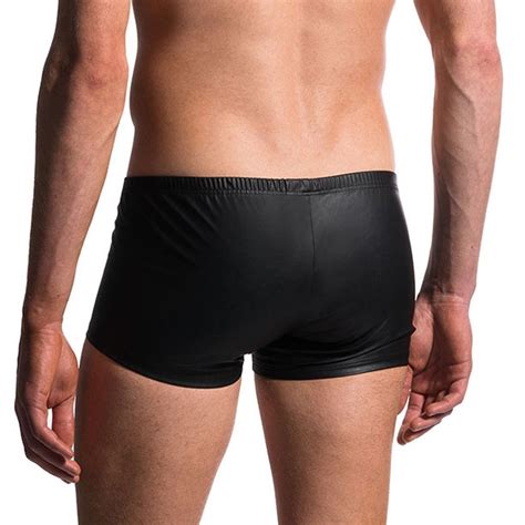 new fashion men sexy black faux leather boxer shorts erotic jockstrap wrap penis pouch underwear