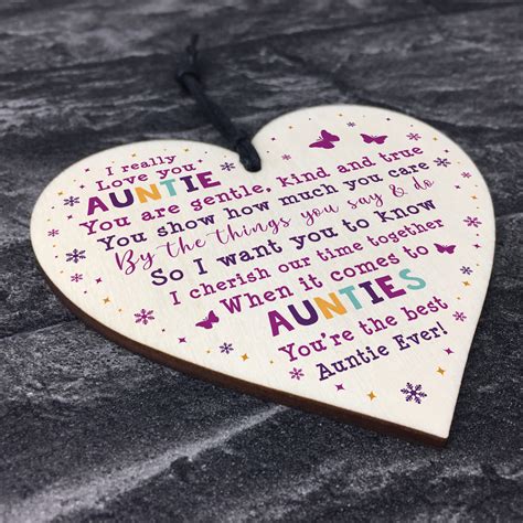 Best Auntie Ever Plaque Wood Heart Auntie Birthday Christmas Gift Thank