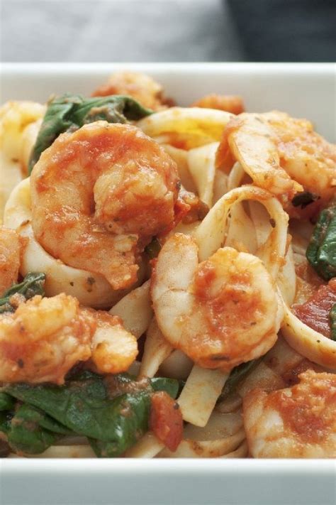 Italian Shrimp And Spinach Pasta Diavolo Dinner Recipe