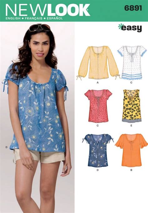 New Look Ladies Easy Sewing Pattern 6891 Summer Tops And Blouses Sewing