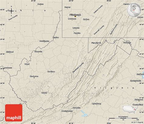 Shaded Relief Map Of West Virginia