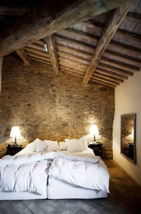 From the kitchen to the bedroom, . 15 Natural Bedrooms with Stacked Stone Wall - Rilane