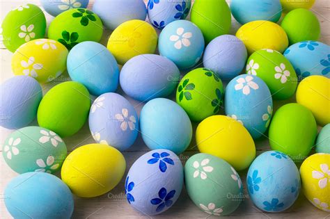Pastel Colored Easter Eggs Backgroun ~ Holiday Photos ~ Creative Market