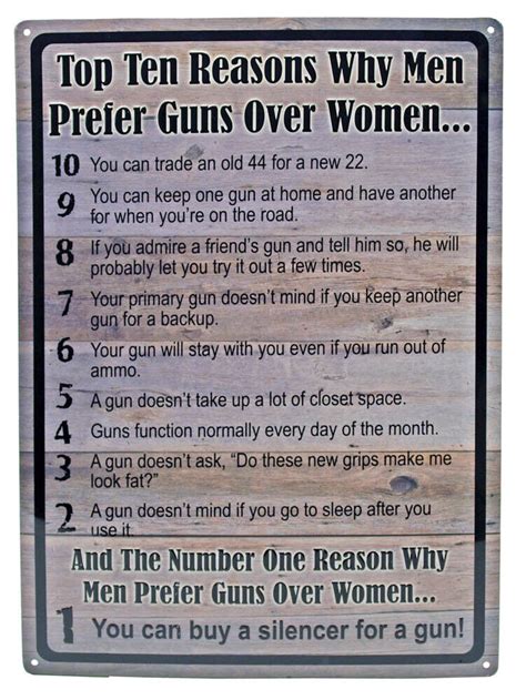 12 x 17 tin metal sign top ten 10 reasons why men prefer guns over women funny ebay