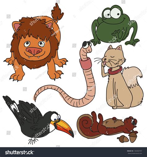 Set Of Cute Cartoon Animals Stock Vector Illustration 140460757