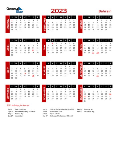 2023 Bahrain Calendar With Holidays