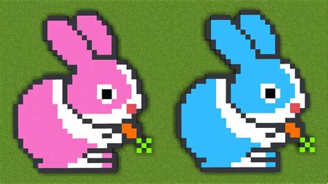 How To Make Easter Pixel Art In Minecraft Bunny Rabbit Pixel Art