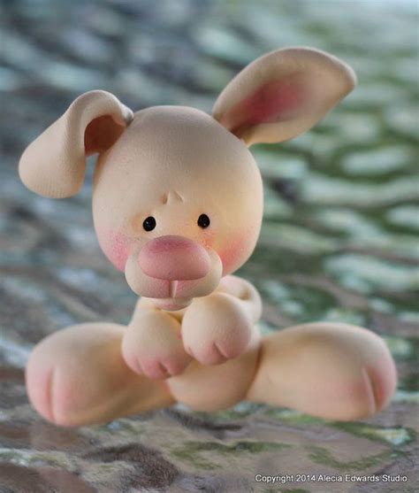 Ooak Polymer Clay Bunny Miniature Figurine Etsy Polymer Clay