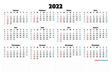 Digital 2022 12 Month Calendar Drawing And Illustration