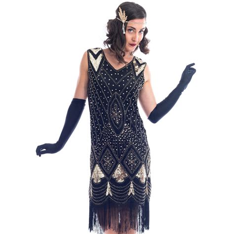 Black And Gold Beaded Lola Gatsby Dress