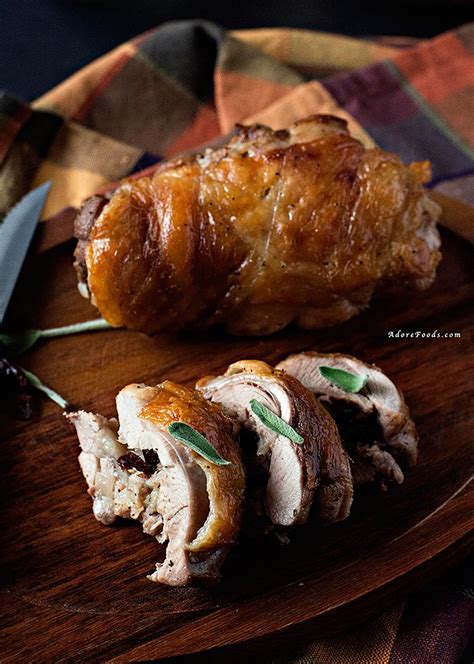 Remove the turkey roulade from the fridge, then remove the plastic wrap, and pat dry the. Roasted Turkey Thighs Stuffed with Dried Cranberries