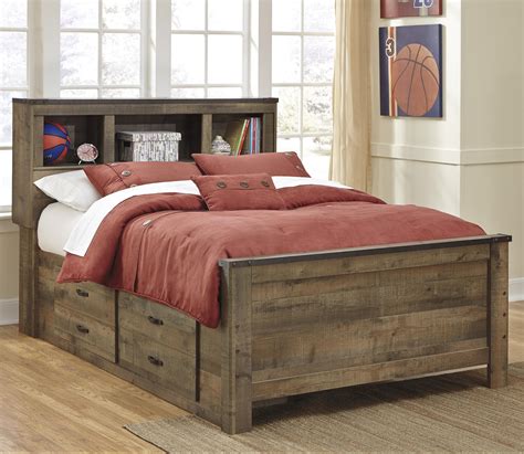 rustic  full bookcase bed   bed storage