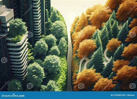 Futuristic City Concept Of Esg Green Buildings And Offices Filled With