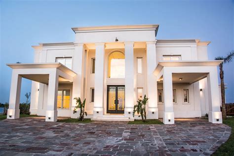 Elegant Villa Exterior Wall Design White Limestone Tiles Limestone