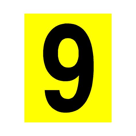 Yellow Number 9 Sticker Safety Uk