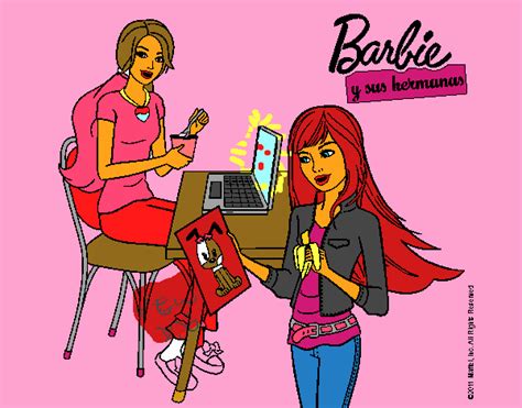Dibujo De Barbie Y Su Hermana Merendando Pintado Por Rocionayla En Dibujos Net El D A A