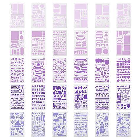 Teoyall 42 Pcs Journal Planner Stencils Plastic Stencils With 12 Color