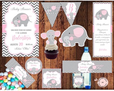 Kit Imprimible Baby Shower Elefantita Rosa En Mercado Libre