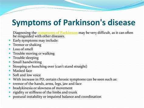 Ppt Parkinsons Disease Overview Symptoms Causes Treatment And Diagnosis Powerpoint