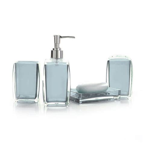 4 Piece Acrylic Bathroom Accessories Set Soap Dispenser Bottle Soap