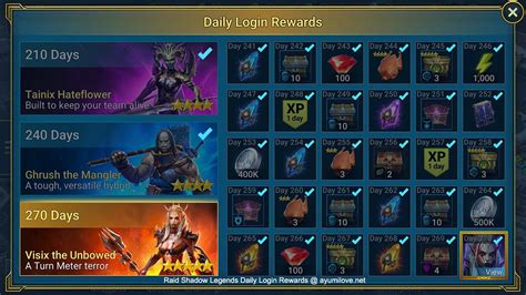 Raid Shadow Legends Daily Login Rewards Guide Ayumilove