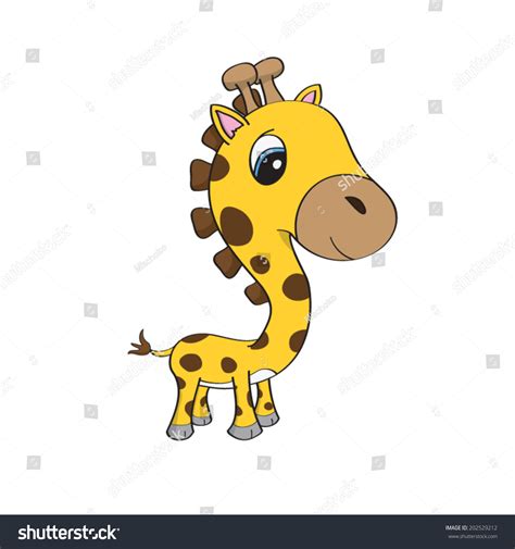Cute Cartoon Baby Giraffe Big Blue Stock Vector 202529212