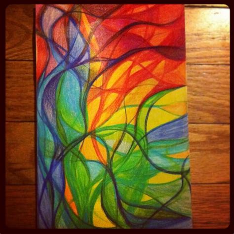 Colored Pencil Drawing Abstract Art Colorful Flowing Abstract Art