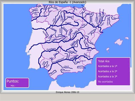 Mapa Mudo Rios Y Afluentes De España