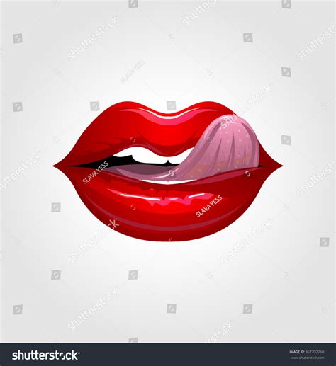 Seductive Red Lips Licking Tongue Stock Vector 367702760 Shutterstock